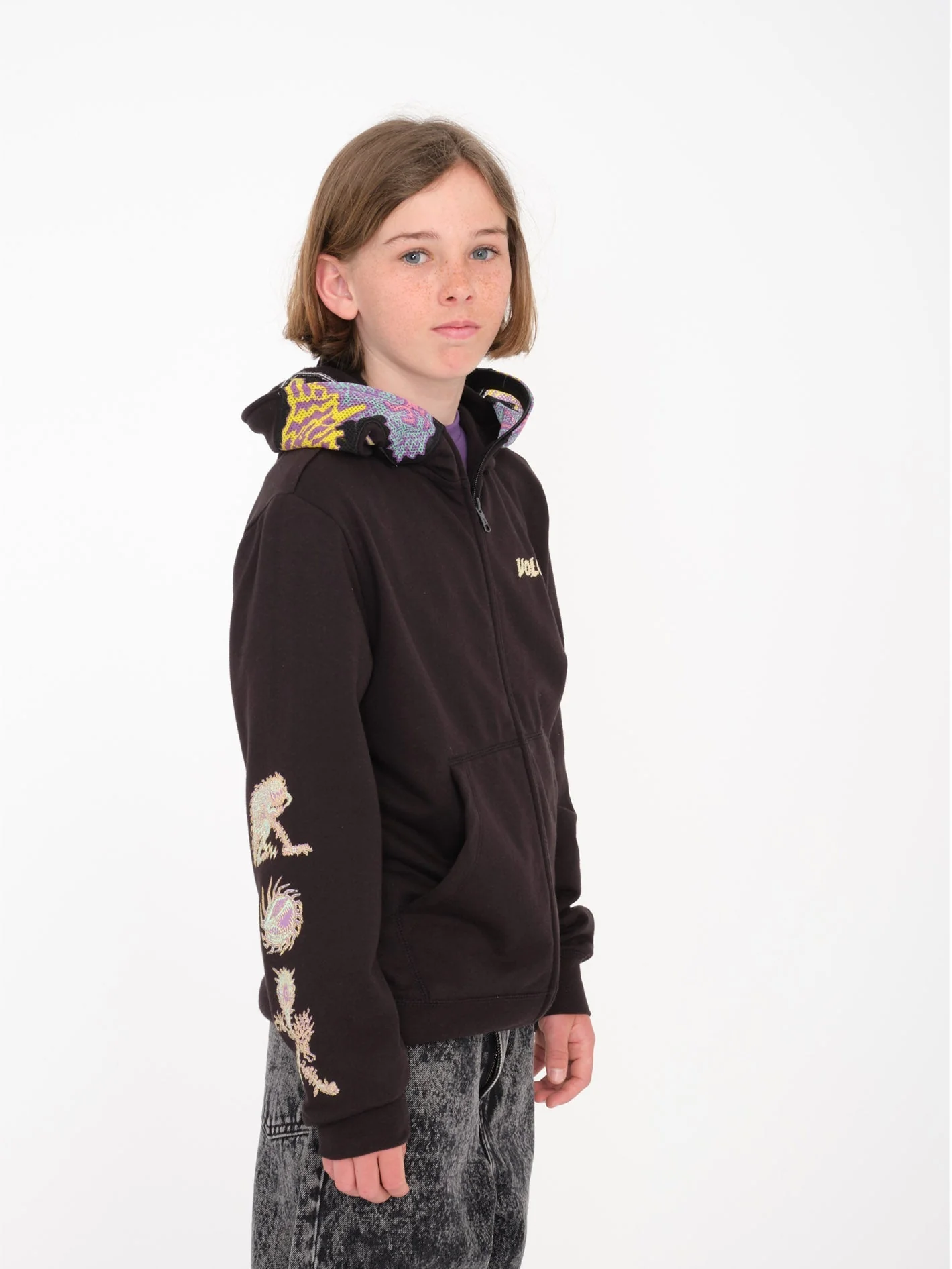 Tetsunori Full Zip Kapuzenpullover - BLACK  - (KINDER) - Image 3