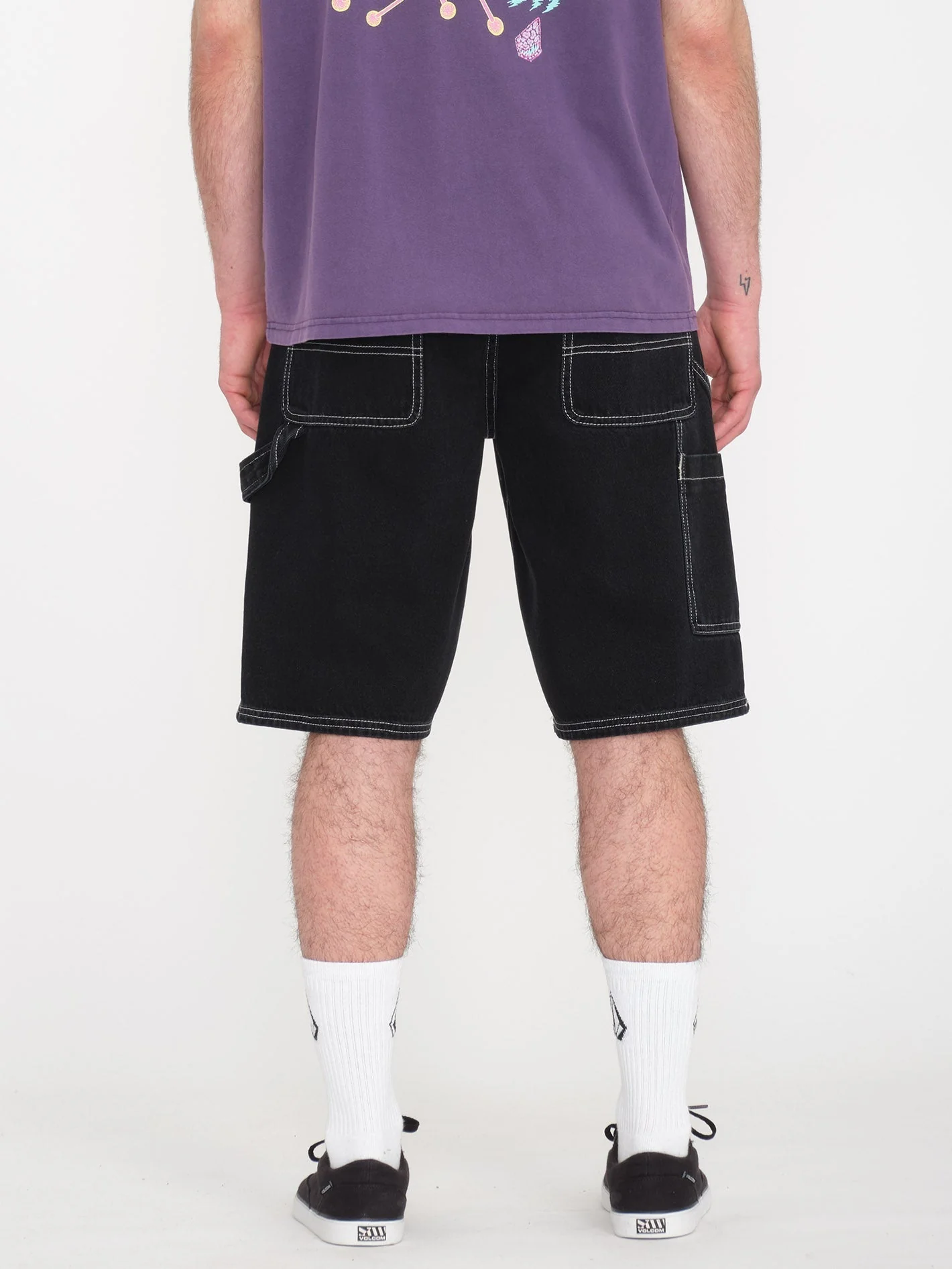 Labored Denim Utility Shorts - BLACK - Image 2