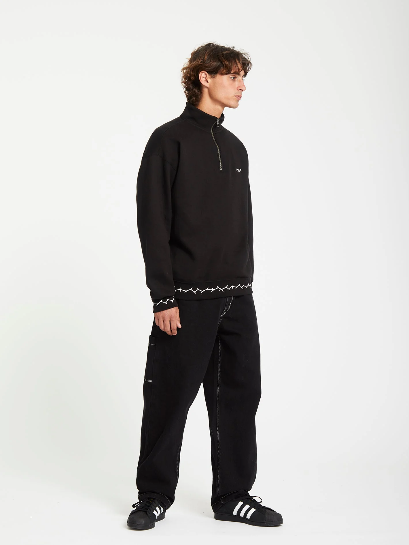 Mocklov 1/2 Zip Sweatshirt - Black - Image 5