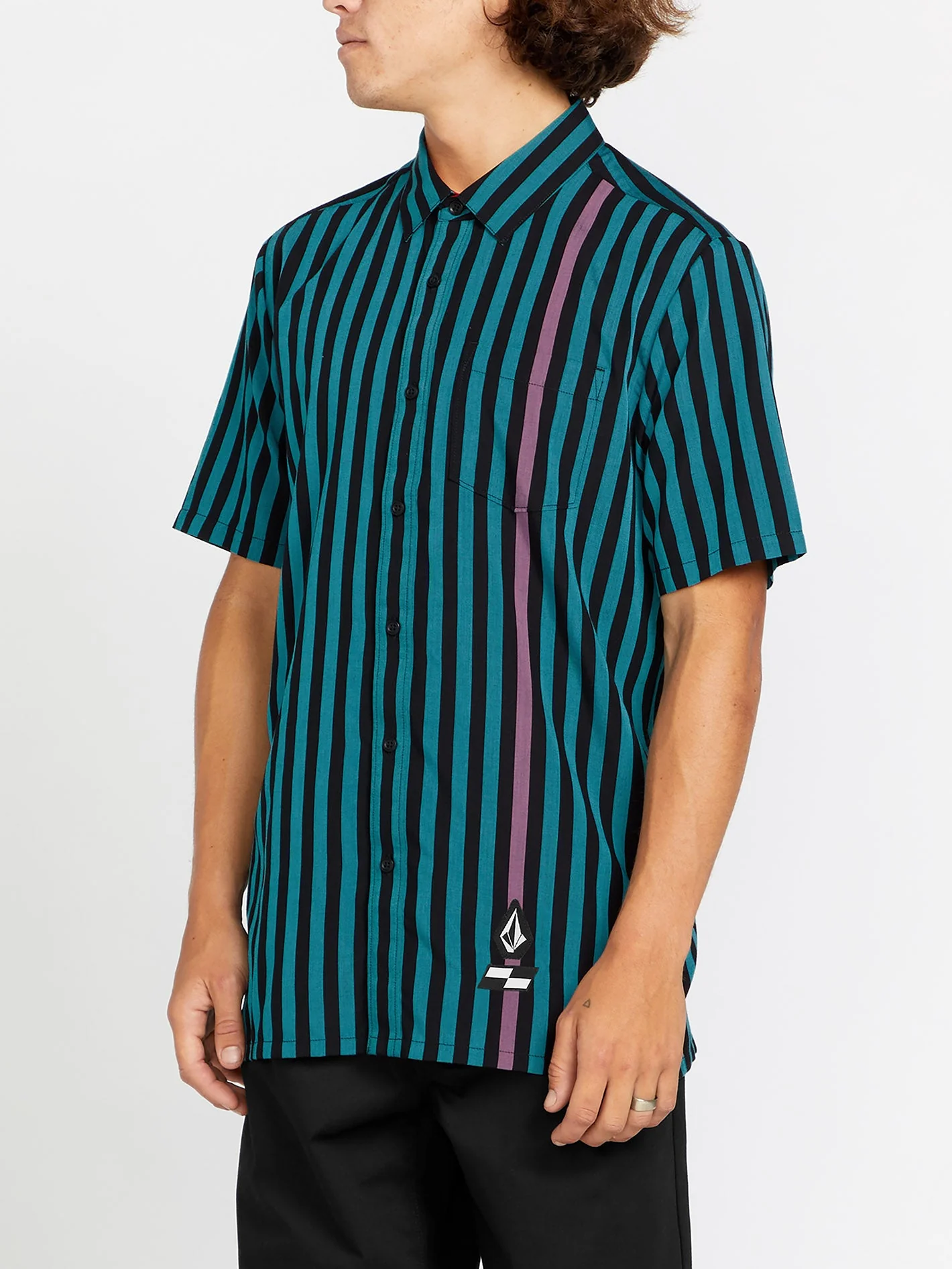 Schroff X Volcom Streifenshirt - Dusty Aqua - Image 3