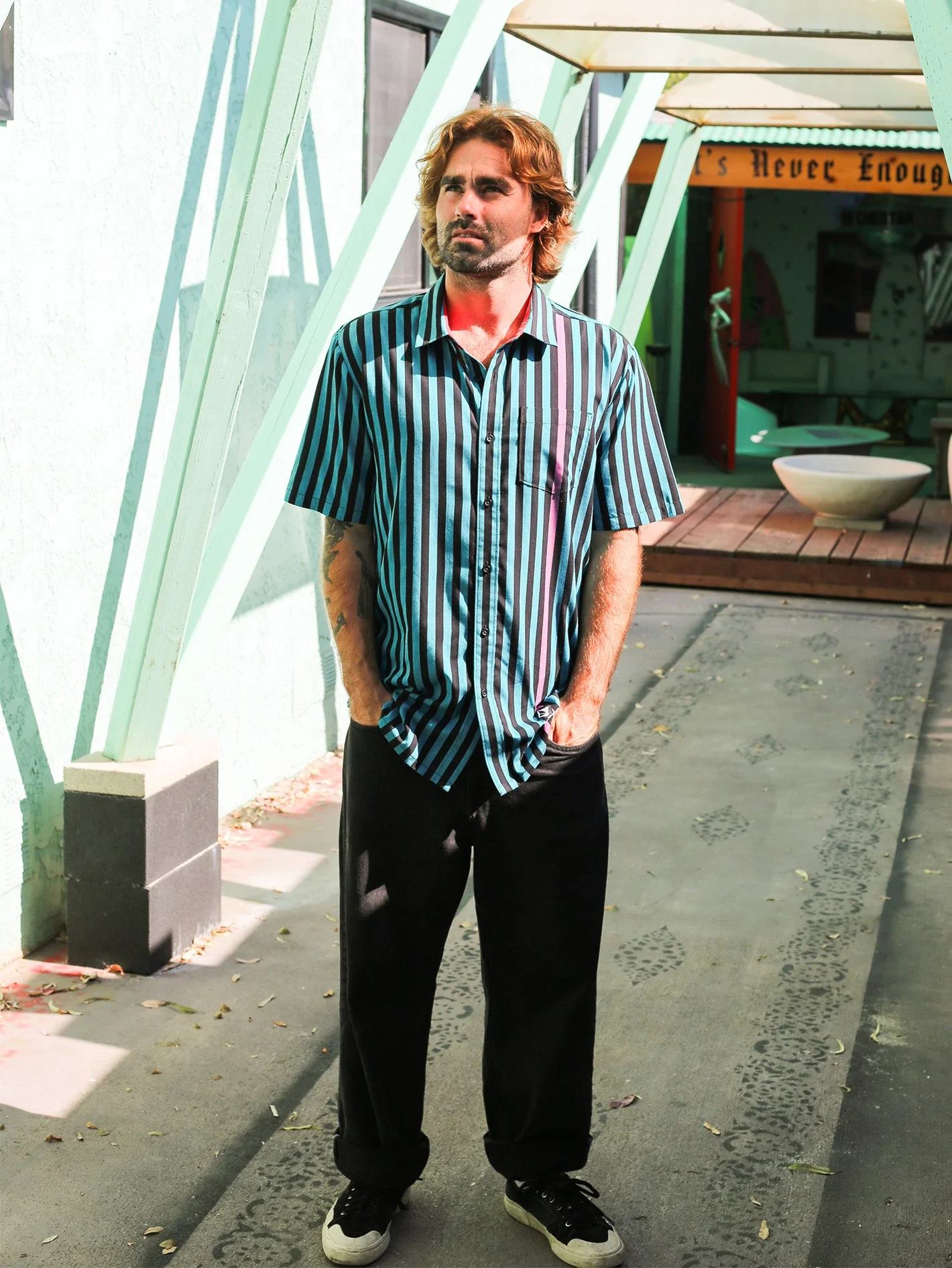 Schroff X Volcom Streifenshirt - Dusty Aqua - Image 6