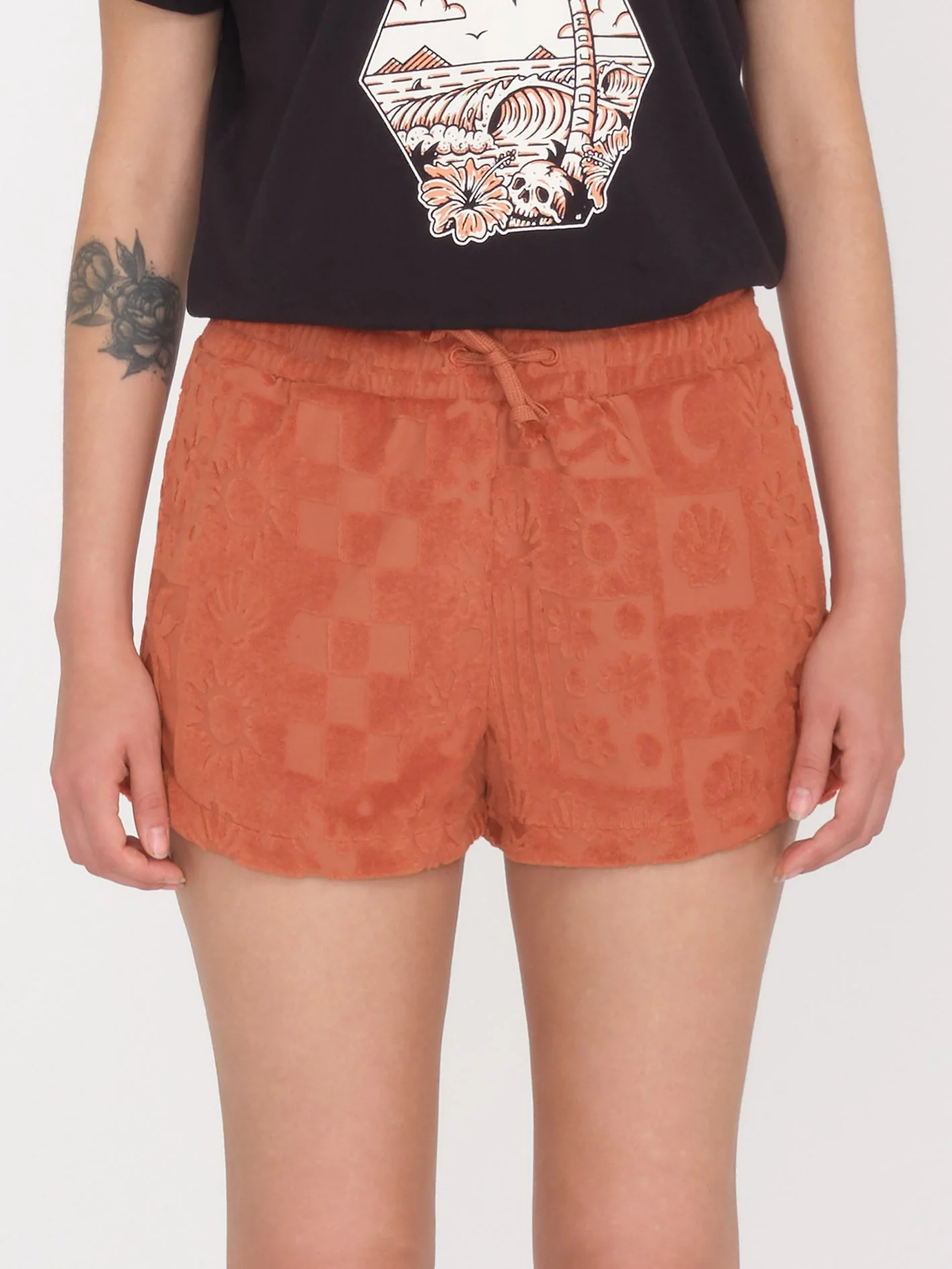 Sunny Wild Terry Cloth Shorts - ROSEWOOD